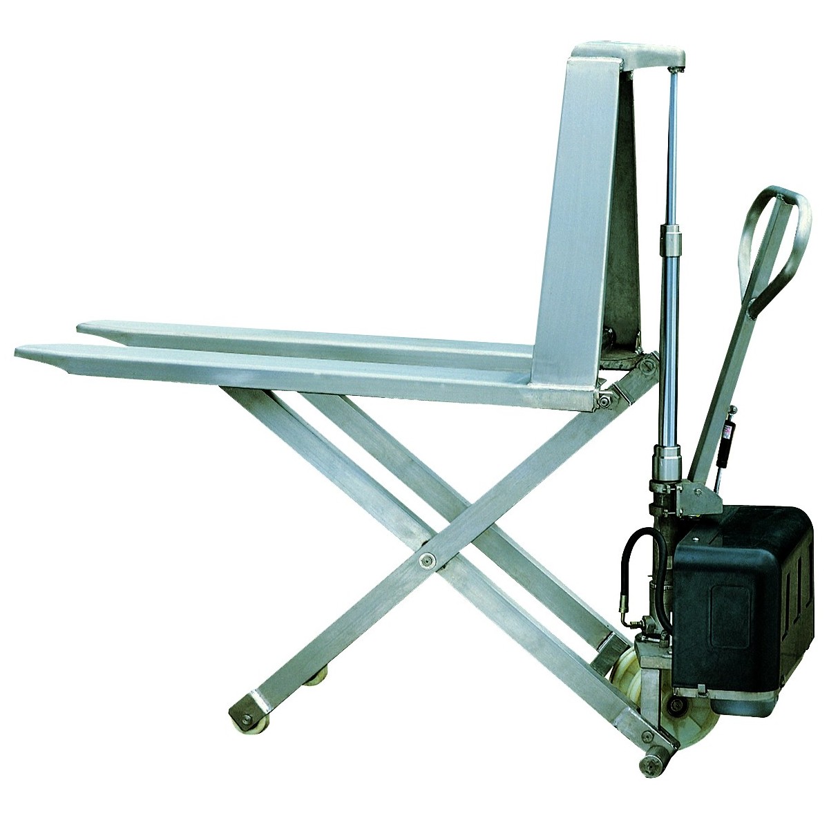 Elektrischer Hochhubwagen Aus Edelstahl – Tragfähigkeit 1000 Kg – Gabeln 1165 X 680 Mm – Chemische Industrie, Lebensmittelindustrie, Pharmaindustrie - Hs680e