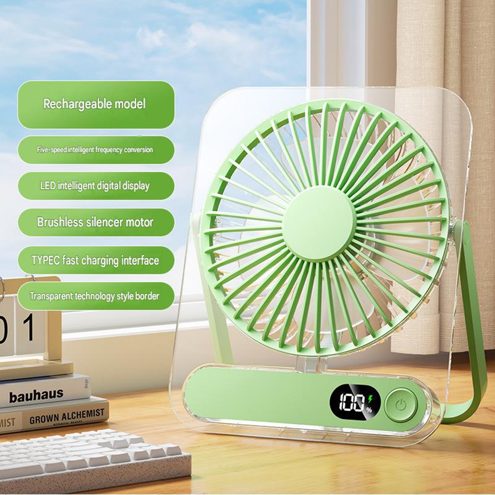Mini-usb-tischventilator H8 – Ultradünn, Schnell, Leise, Transparent, Tragbar, Für Zuhause, Büro Und Computer, 1 Stück, Grün