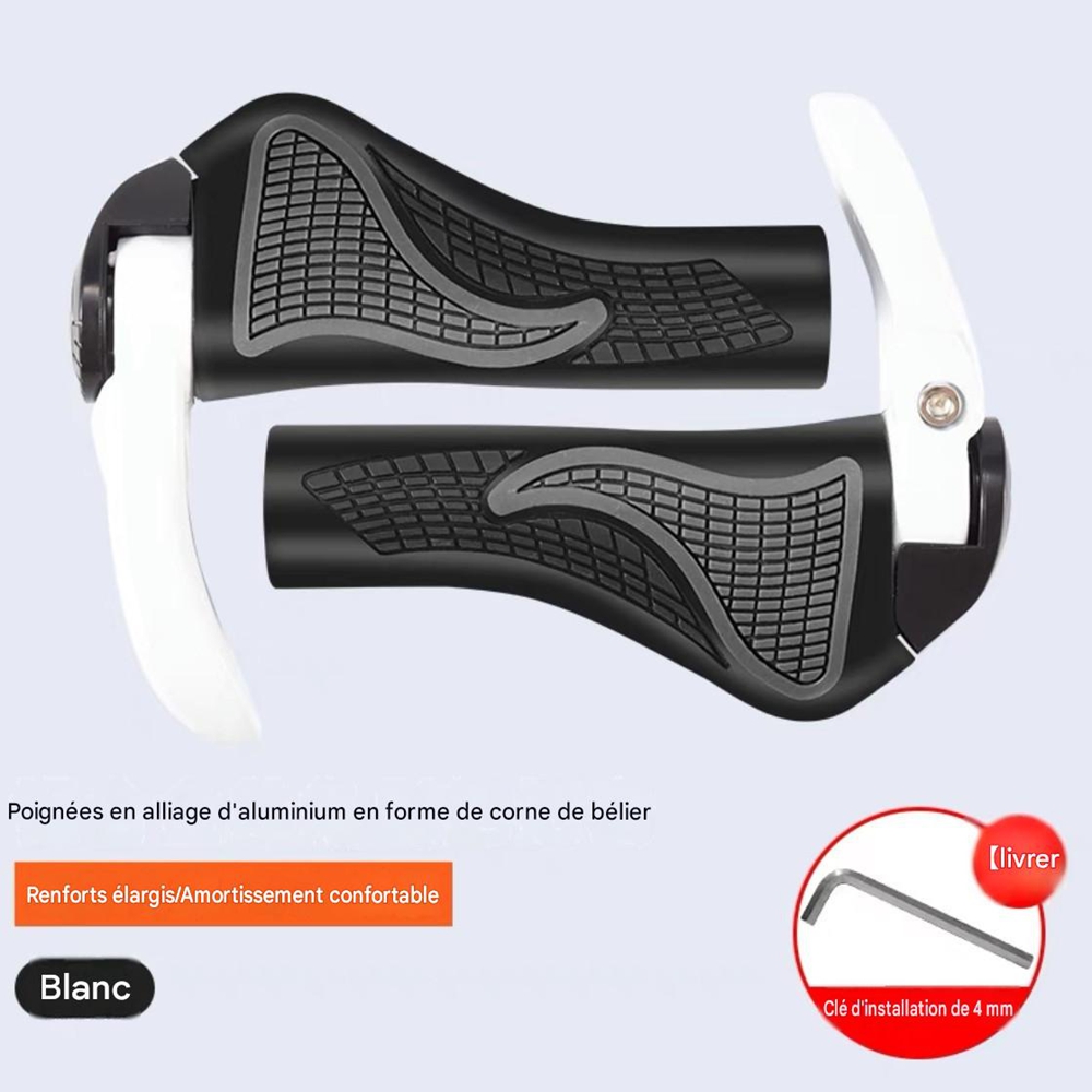 Rutschfeste Silikon-lenkergriffe Für Mountainbikes, Ergonomische Griffe Mit Bullhorn-lenkerenden Für Mountainbiker, Komfortabel, Weiß + Werkzeug