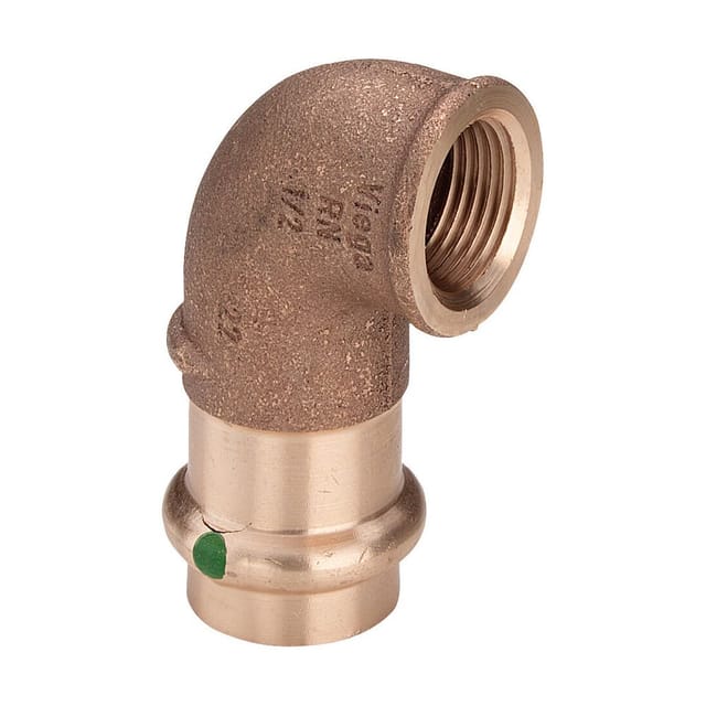 Viega Italia Srl - Viega Sanpress Winkel 281236 18 mm x Rp 1/2, 90°, Rotguss oder Siliziumbronze, SC-Contur