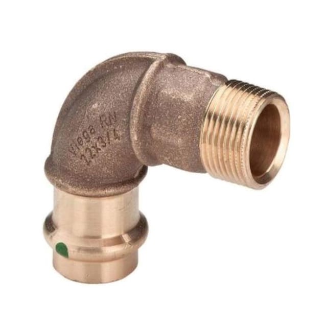 Sanpress Bogen 115623 22 mm x r 3/4, 90°, Rotguss oder Siliziumbronze, SC-Contur, Mehrkant - Viega