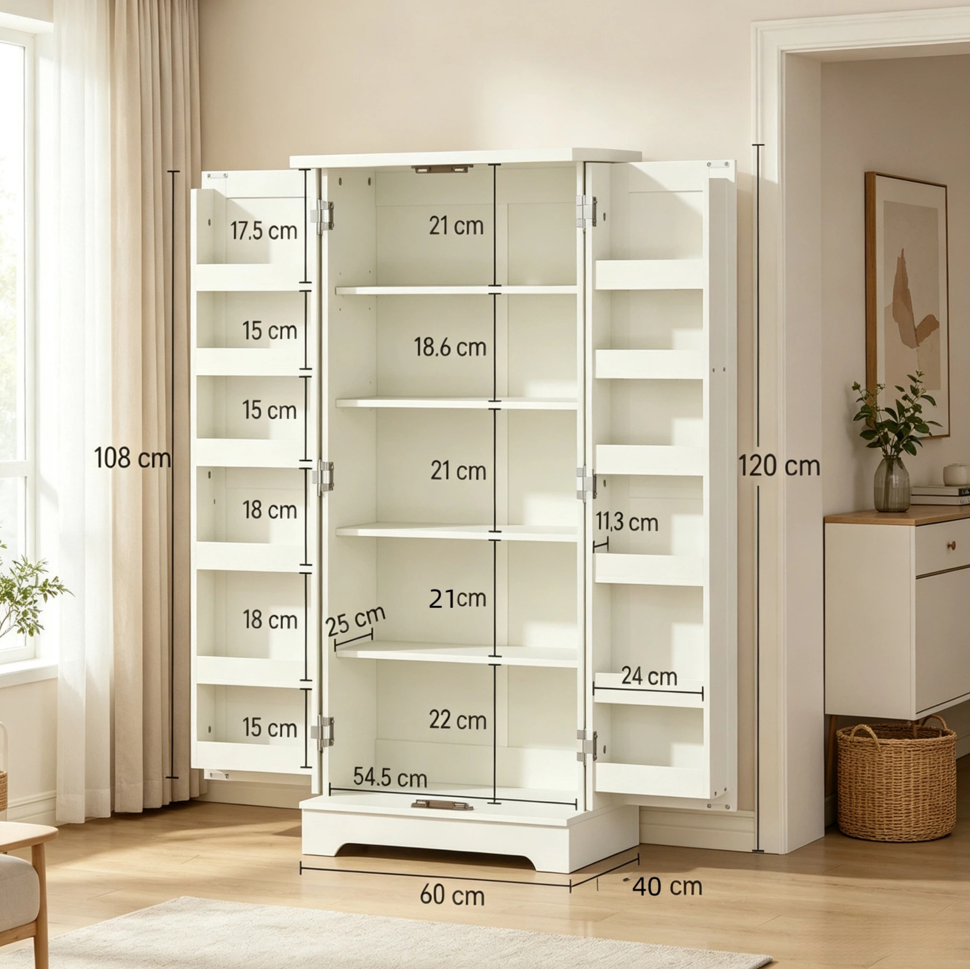 Hoher Küchenschrank Creme 60 X 40 X 120 Cm Aus Mdf Und Spanplatte