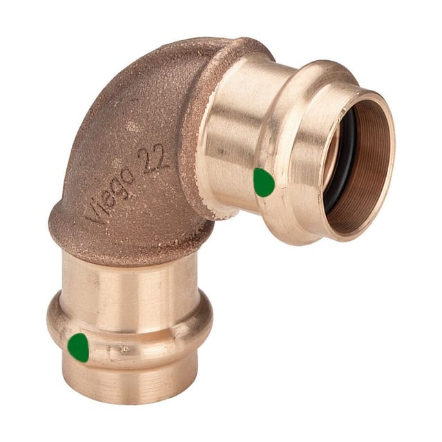 Bogen 90 Grad mit sc Sanpress 2216 in 15mm Rotguss - Viega