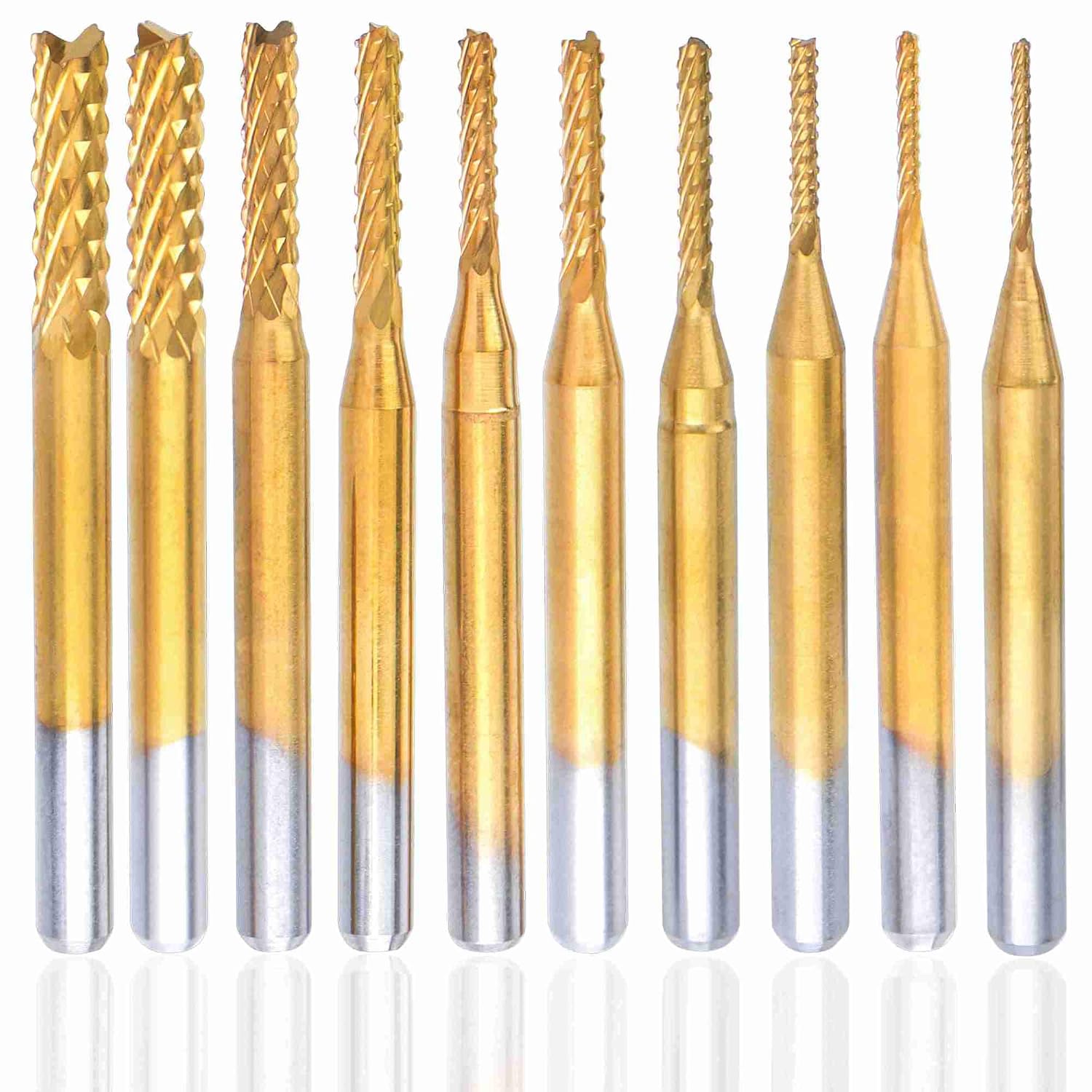 10-teiliges Set Aus 3 Mm (1/8") Schaft-rotationsfräsern Und Entgratwerkzeugen Aus Hartmetall (0,8-3,175 Mm Durchmesser)
