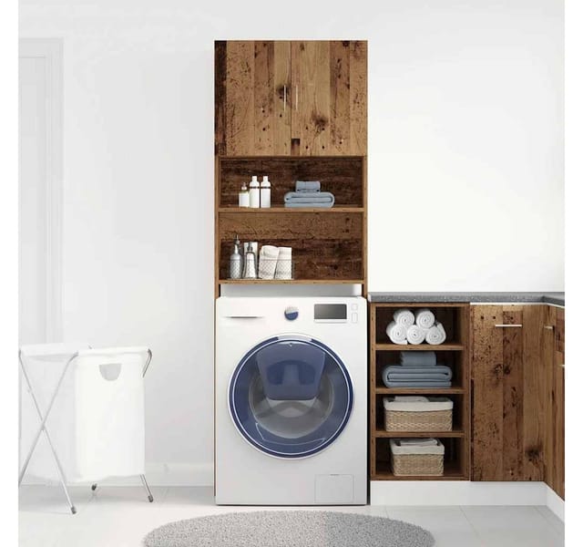 Waschmaschinenschrank Altholz-Optik 64x24x190 cm Holzwerkstoff - Vidaxl