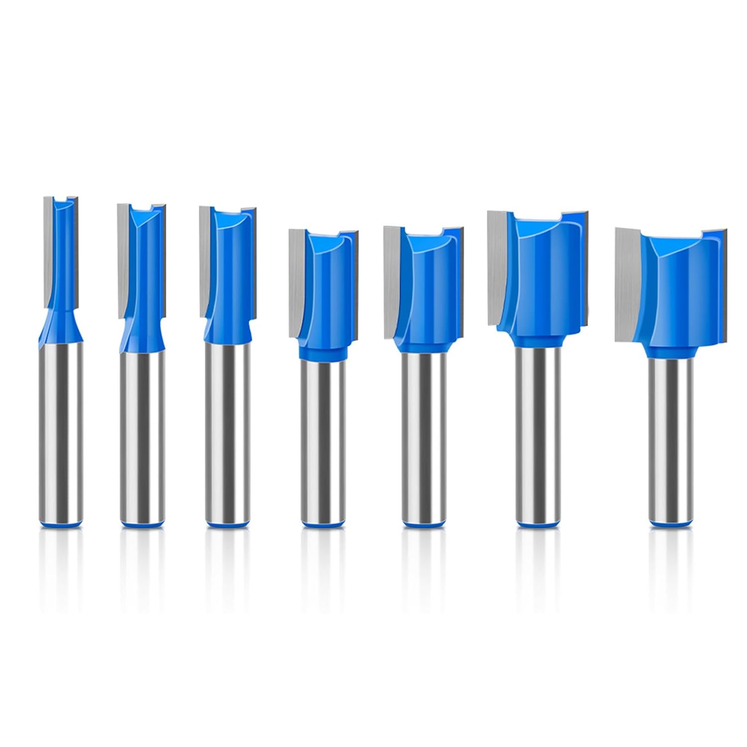 7-teiliger Satz Geradverzahnter Fräser, 8 Mm Schaft, Schnittdurchmesser 6 Mm Bis 20 Mm, Geradverzahnter Trimmfräser Für Die Holzbearbeitung, Doppelseitig Schneidet Nuten.