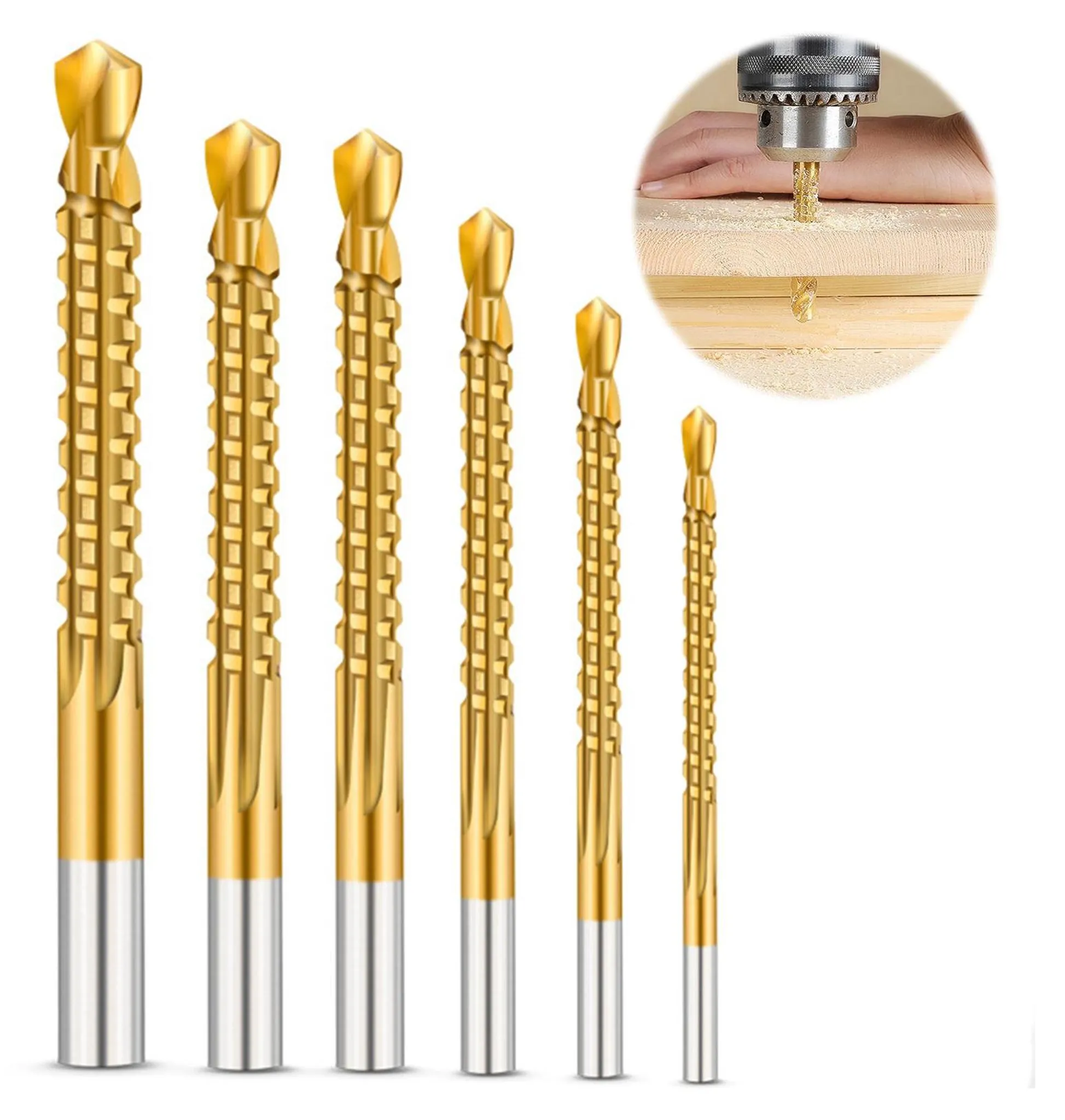 6-teiliges Set 3/4/5/6/6,5/8 Mm Spiralbohrer Aus Legierung, Rundschaft, Edelstahl, Hartmetall, Aluminium, Kunststoff