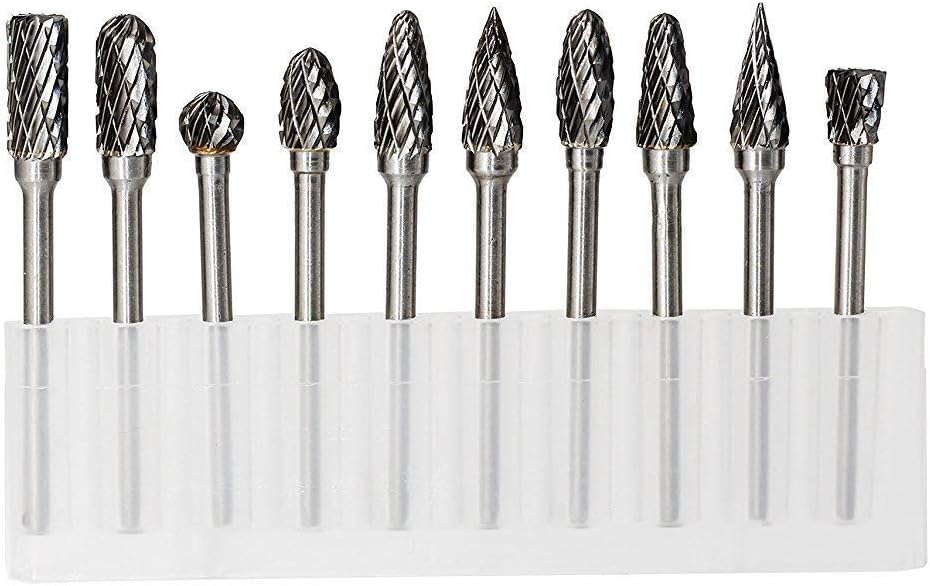 Hartmetallfräser-set, 1/8-zoll-schaft Mit 1/4-zoll-spitze, Doppelt Schneidender Rotationsfräser Für Holzschnitzereien, 10-teilig