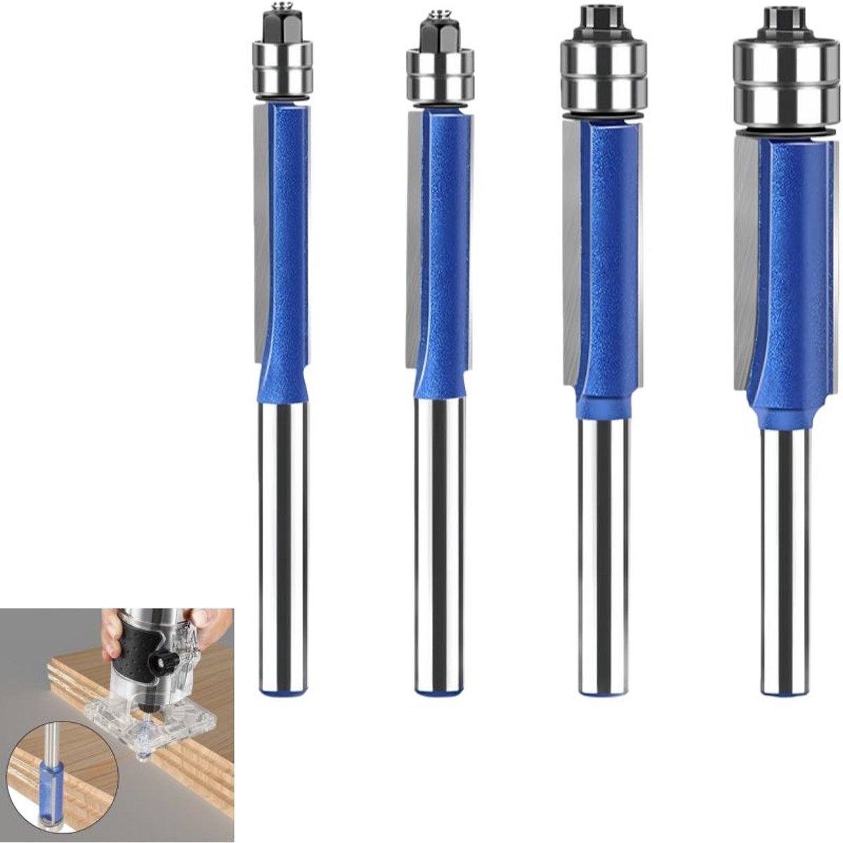 4-teiliges Set Gerader, Bündig Abschließender Schaftfräser Mit 6 Mm Schaft (82,2 X 12,7 Mm)