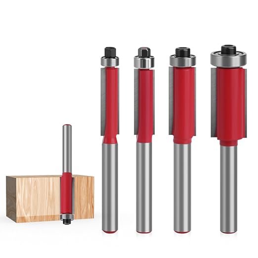 Ein Satz Von 4 Metall-schaftfräsern, Geeignet Für Die Holzbearbeitung, 6 Mm Schaft-bündigfräser Mit Oberem Lager, Für Heimwerkerarbeiten Und Bündiges Trimmen.