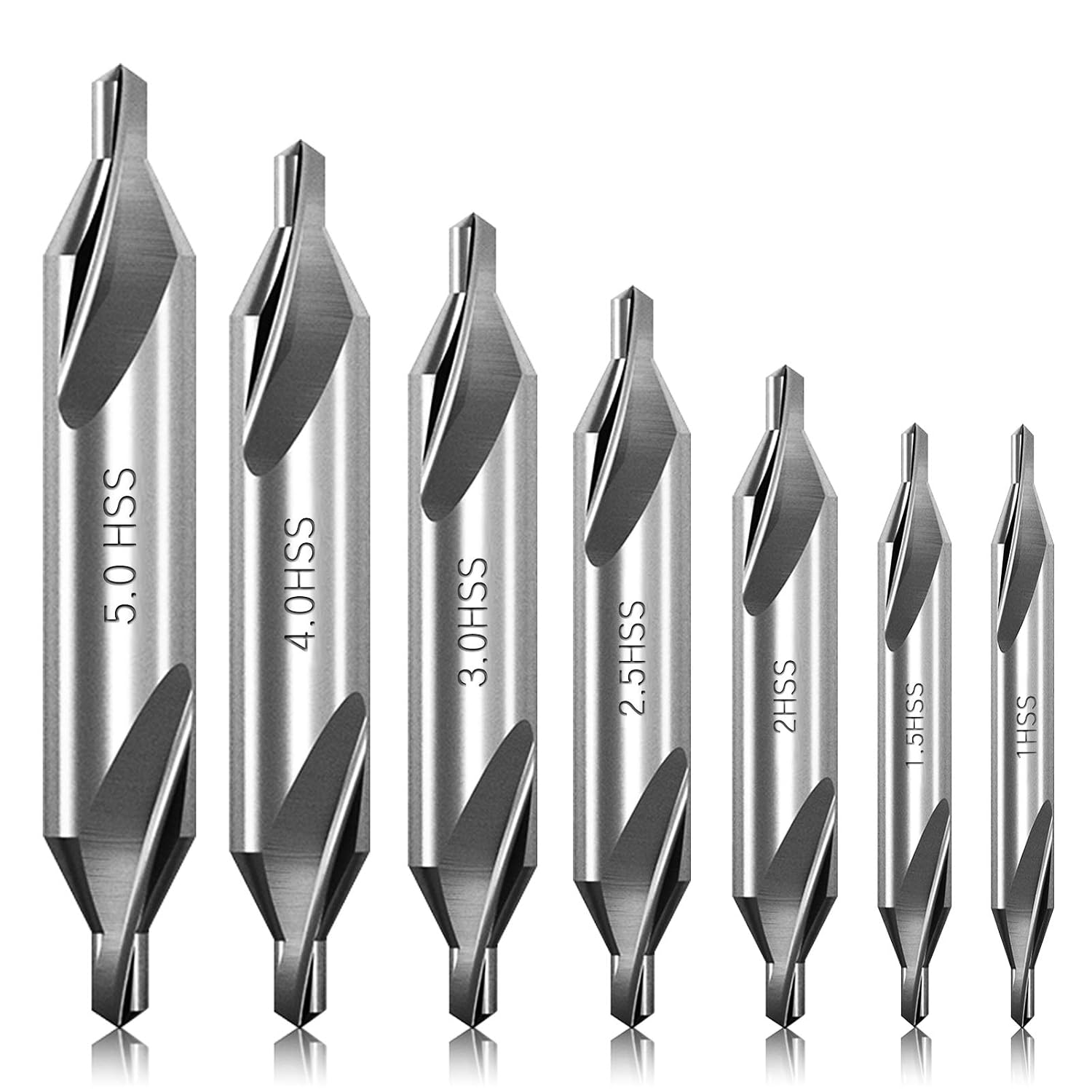 7-teiliges Zentrierbohrer-set M2 Hss 60°-winkel-drehbank-metallbearbeitungs-kegelbohrer 1,0–5,0 Mm