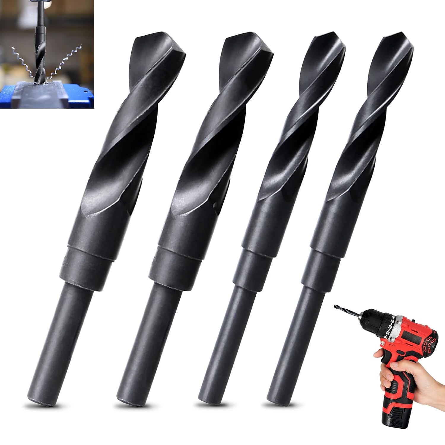 Vierteiliges Spiralbohrer-set, Hss-metallbohrer, Geeignet Für Stahl, Aluminium, Holz Und Nichteisenmetalle.