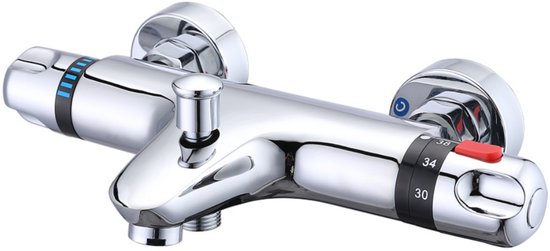 Thermostatische Dusch- Und Badewannenarmatur, 15 Cm Mittenabstand, G1/2"-ablauf, 38°c-sicherheitsverriegelung, Inklusive Anschlüsse