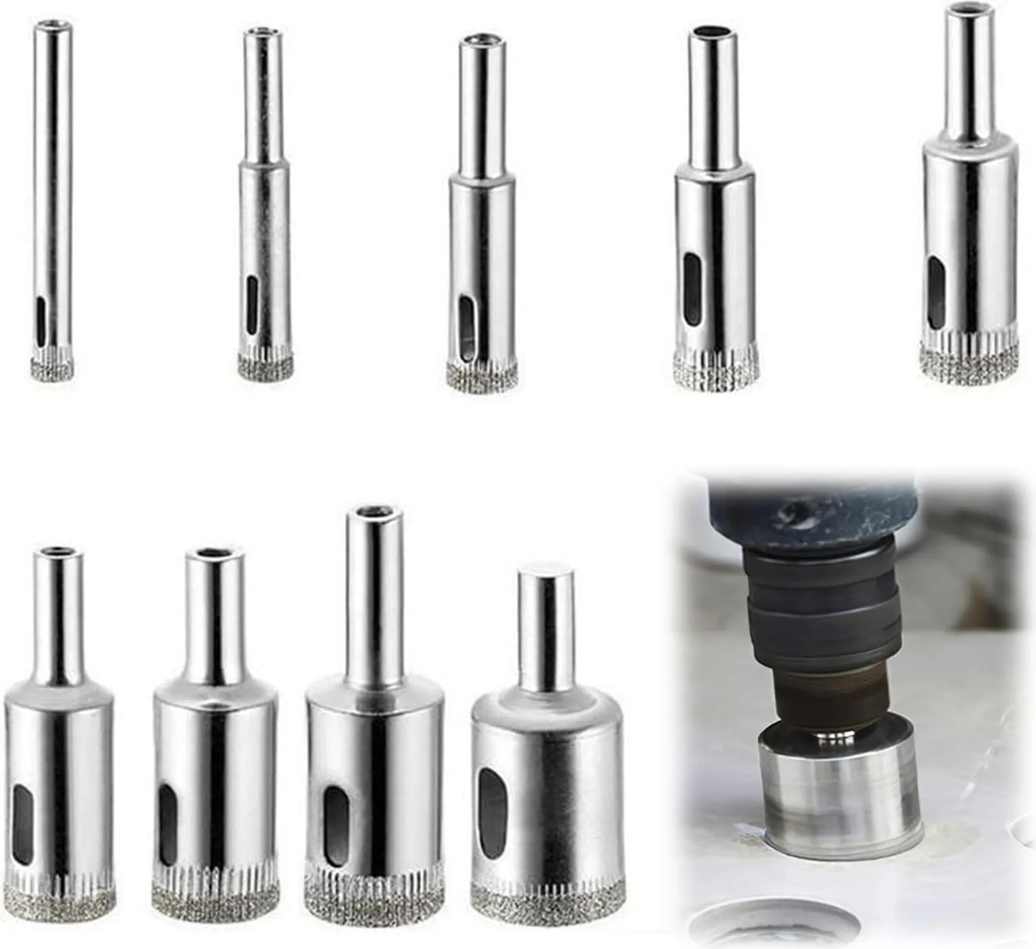 9-teiliges Bohrer-set (6–22 Mm) Zum Öffnen Von Löchern, Z. B. Von Fliesen Und Zum Hohlschneiden Von Glas, Keramik Und Marmor.