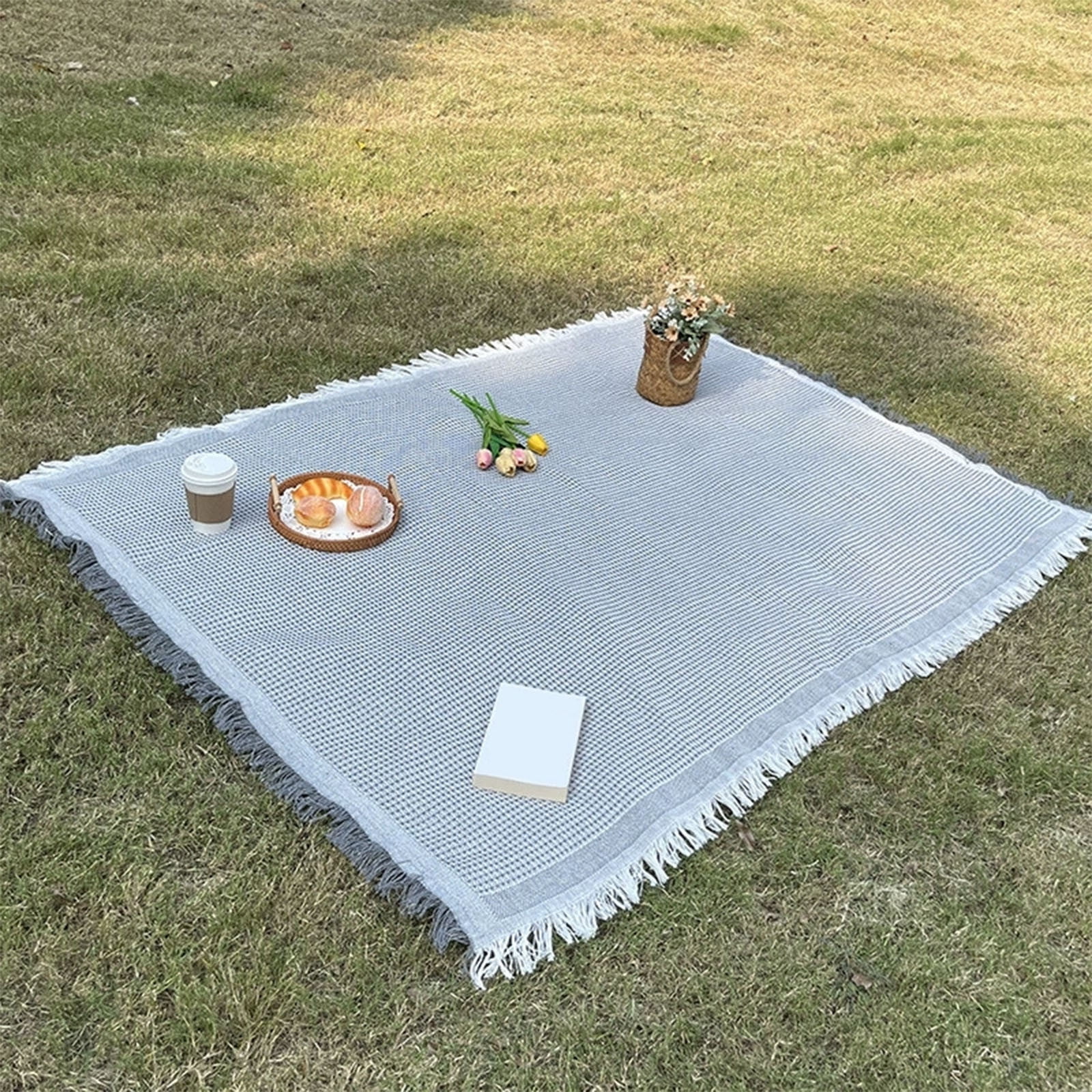 Picknickdecke, Faltdecke Für Draußen, Picknickmatte, Strandmatte, Für Campingwiesen, Strände Und Grasflächen, 89 X 208 Cm, Cremeweiß