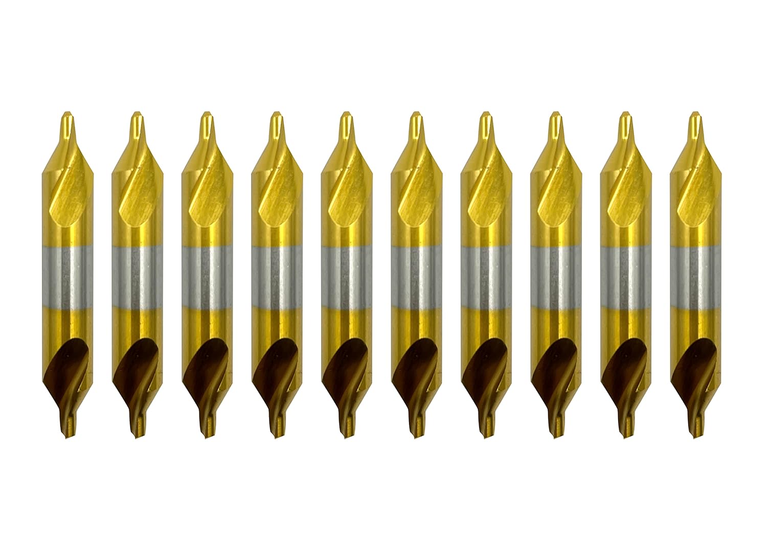 10-teiliges 3,0-mm-zentrierbohrer-set, Titanbeschichtetes Bohrer-set Mit Hss-stahl Und Senkwerkzeug Zum Anspitzen Von Drehteilen Für Die Metallbearbeitung