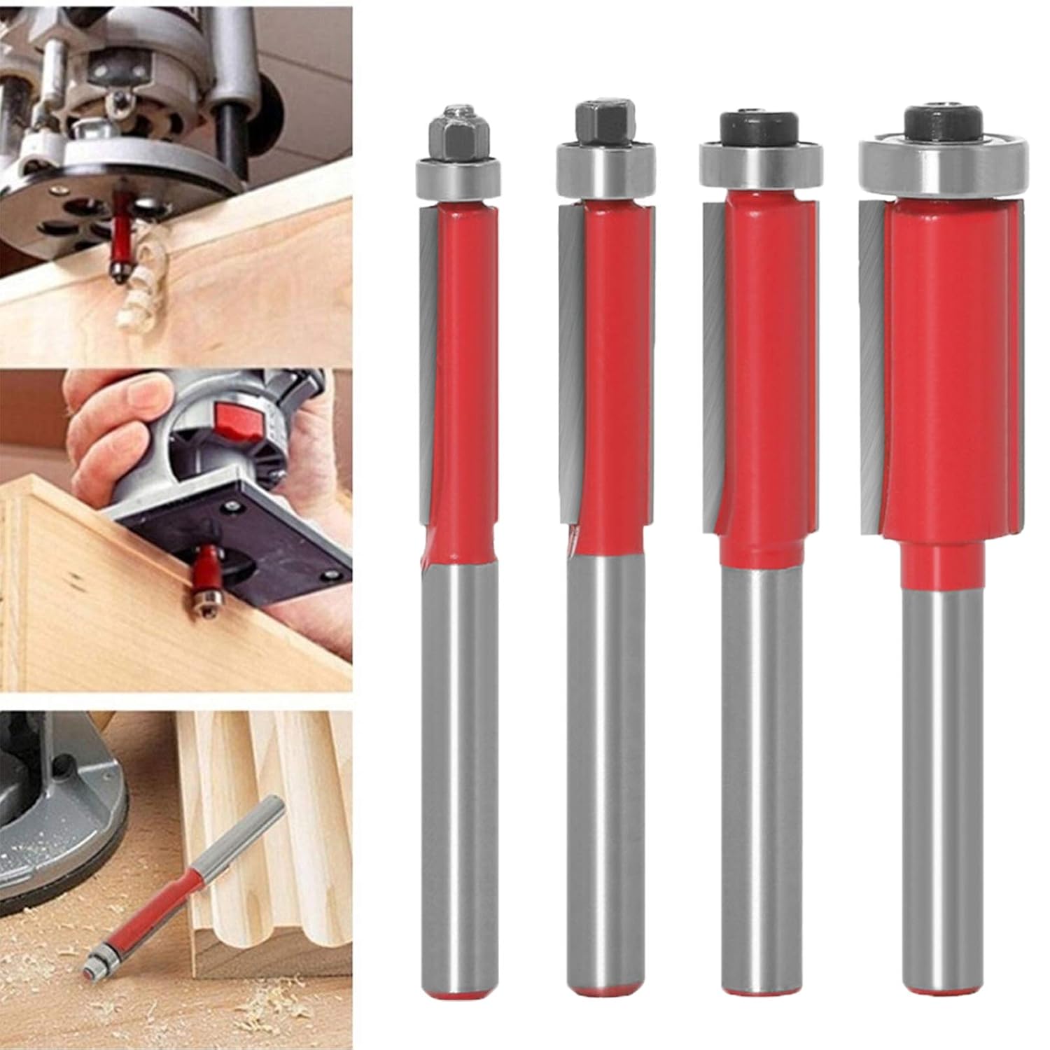 6-mm-schaft-bündigfräser, Hochleistungs-schaftfräser, 4-teiliges Set Holzbearbeitungs-schaftfräser