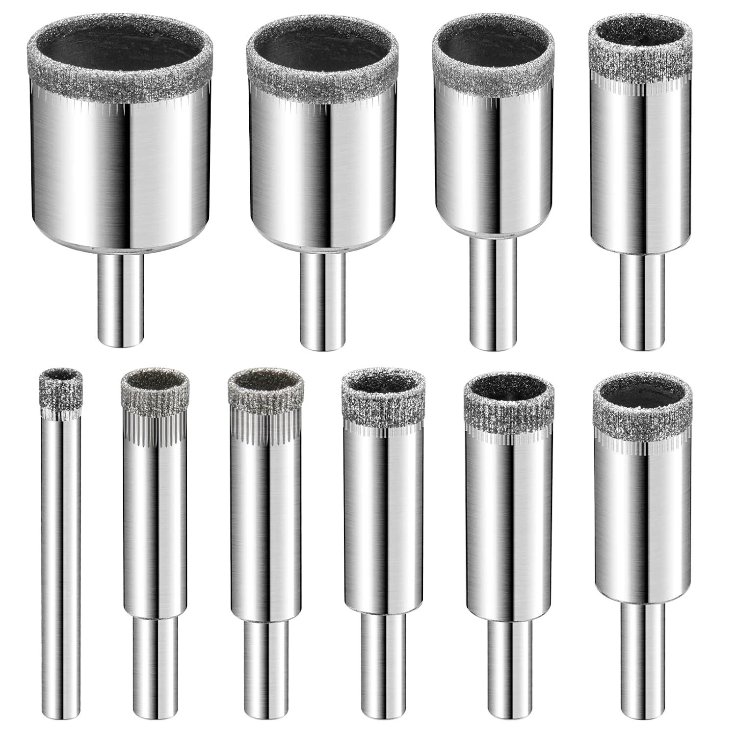 Diamantbohrer-set, 10-teiliges Diamant-lochsägen-set, Glasbohrer Geeignet Für Keramikfliesen, Marmor, Granit Und Flaschen.