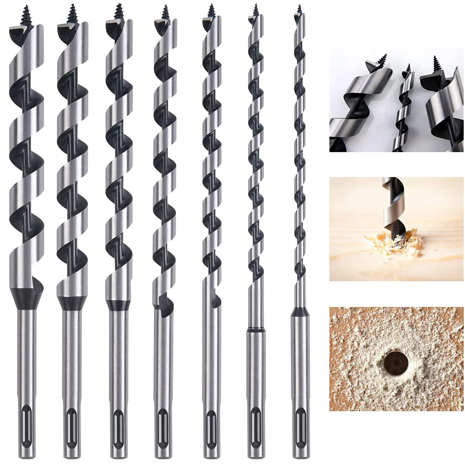 Holzbohrer-set, 7-teilig, Sds-plus-langspiralbohrer, Durchmesser 6 Mm/8 Mm/10 Mm/12 Mm/14 Mm/16 Mm/18 Mm Für Weich- Und Hartholz
