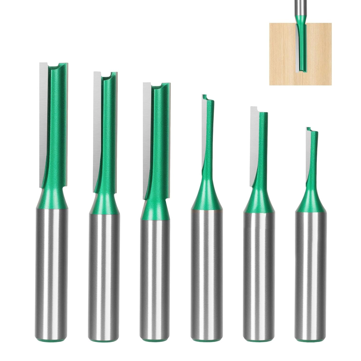 Sechs Gerade Nutfräser, 8 Mm Schaftdurchmesser, Geeignet Für Die Holzbearbeitung, Einsatzgrößen: 3/4/5/6/7/8 Mm.