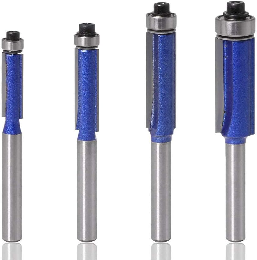 4-teiliges Set Aus 6-mm-schaft-bündigfräsern, Nutfräsern Und Holzbearbeitungsfräsern