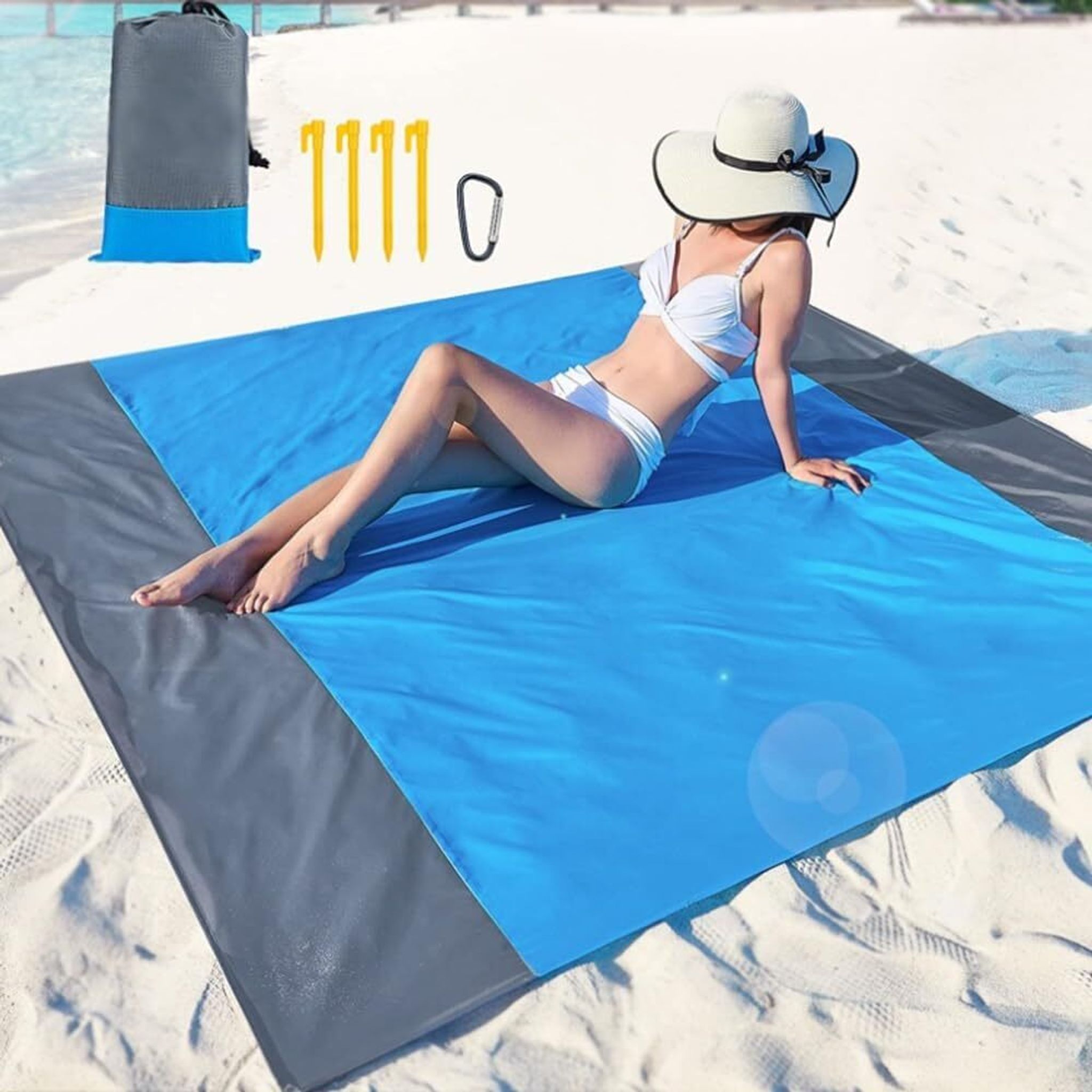 Stranddecke, Picknickdecke, Campingdecke, Reisedecke, Geeignet Für 2–6 Personen, Wasserdicht, Ultraleicht, Sandabweisend, 200 X 210 Cm