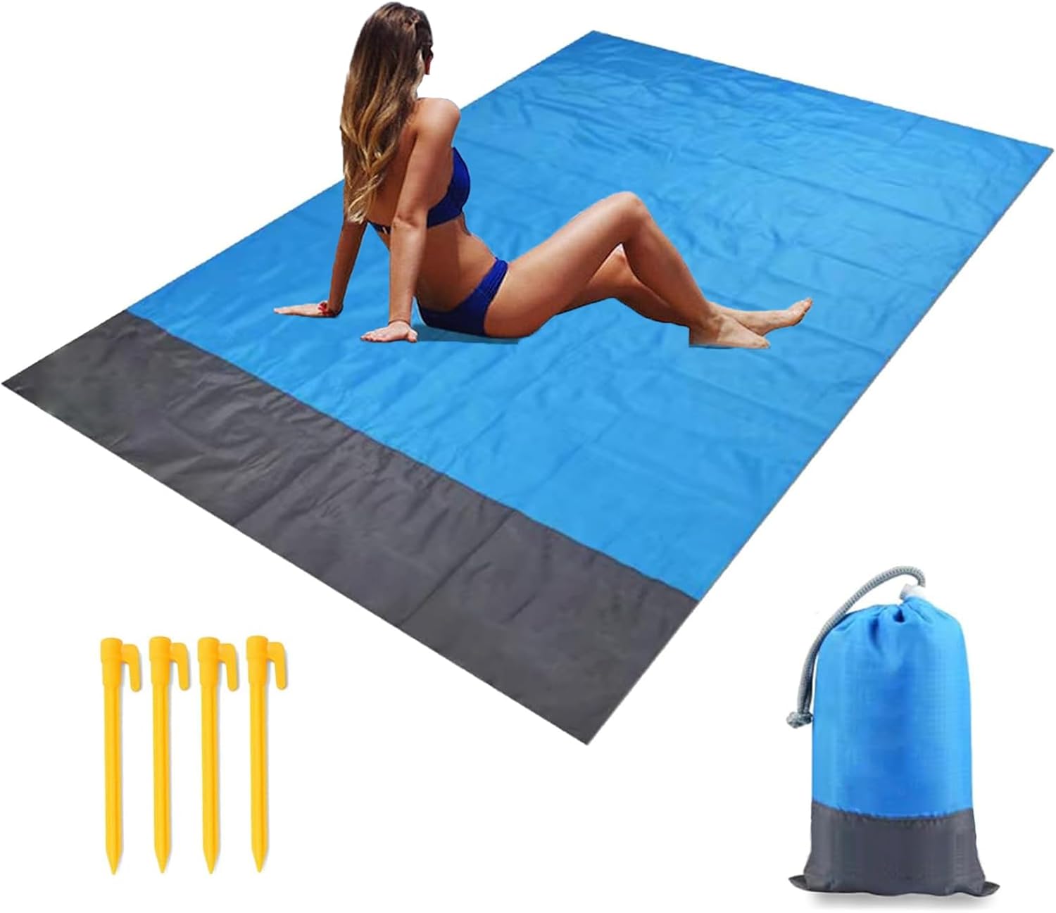 Wasserdichte Strandmatte/picknickdecke, 140 X 200 Cm, Mit 4 Befestigungspunkten.
