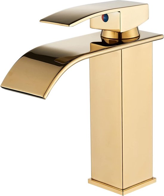 Badezimmerarmatur In Gebürstetem Gold, Einhebel-wasserfallarmatur, Edelstahl-waschtischarmatur