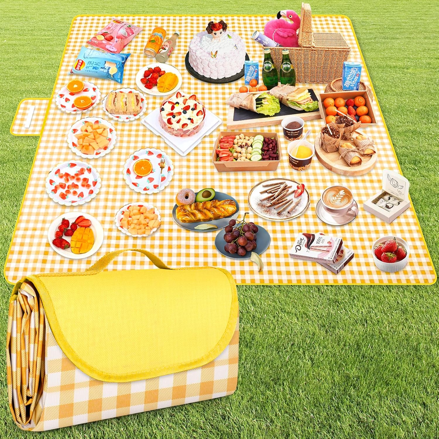 Picknickdecke (200 X 200 Cm), Tragbare, Faltbare, Wasserdichte Campingmatte, Sandfreie Strandmatte, Geeignet Zum Wandern, Reisen, Camping, Für Outdoor-aktivitäten Und Parks