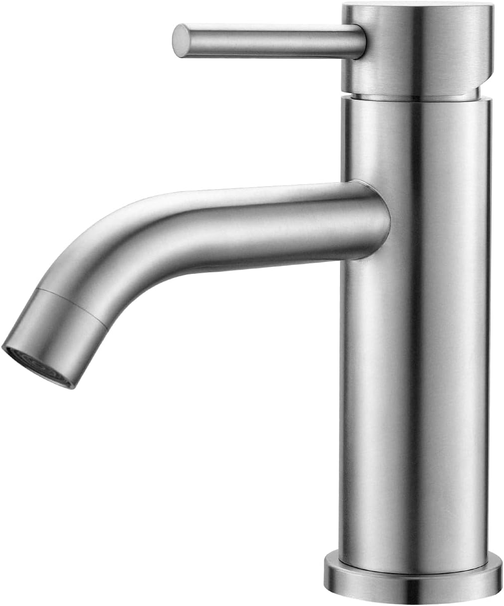 Moderne Badezimmerarmatur, Einhebel-mischbatterie Aus Edelstahl, Geräuscharmer Keramikventileinsatz, Warm- Und Kaltwasseranschluss, Graue Ausführung.