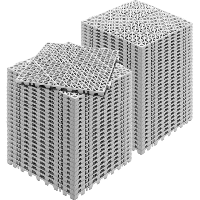 Ineinandergreifende Fliesen 55 Stk. Bodenfliesen Drainage-bodenfliesen, Bodenfliesen 30 X 30 Cm Außenbereich Quadratische Bodenfliesen Terrasse Pvc Bodenfliesen Badezimmer, Pool, Toilette, Grau - Vevor
