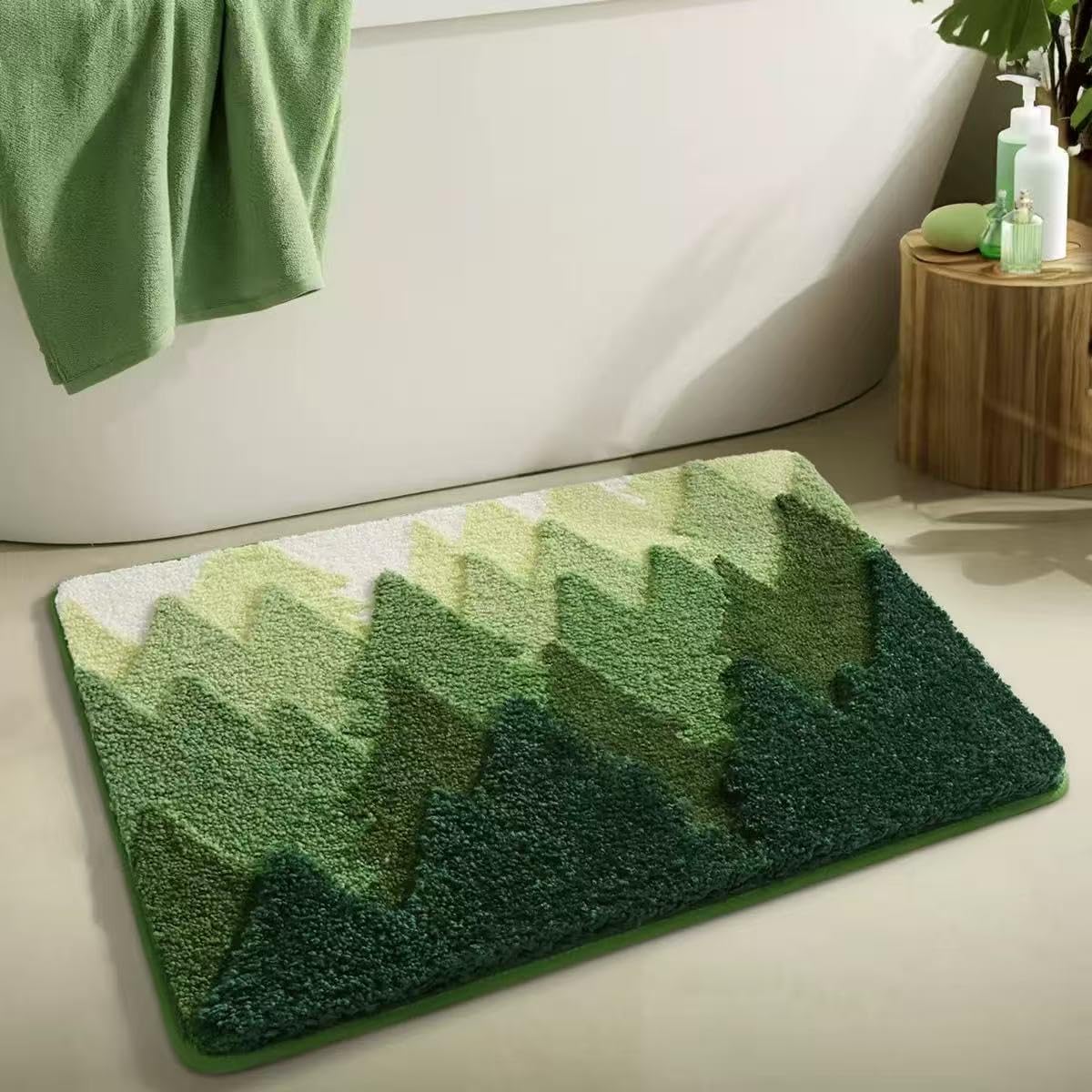 Hochfloriger Badezimmerteppich Mit Blumenmuster, Superweich, Saugfähig, Rutschfest, Maschinenwaschbar, Für Badewanne Und Dusche (40 X 60 Cm)
