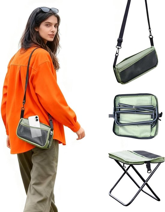 Tragbarer Klapphocker – Campinghocker, Angelhocker – Sitzgelegenheit Für Draußen – 2-in-1-rucksackdesign – Bis Zu 130 Kg Belastbar – Grün