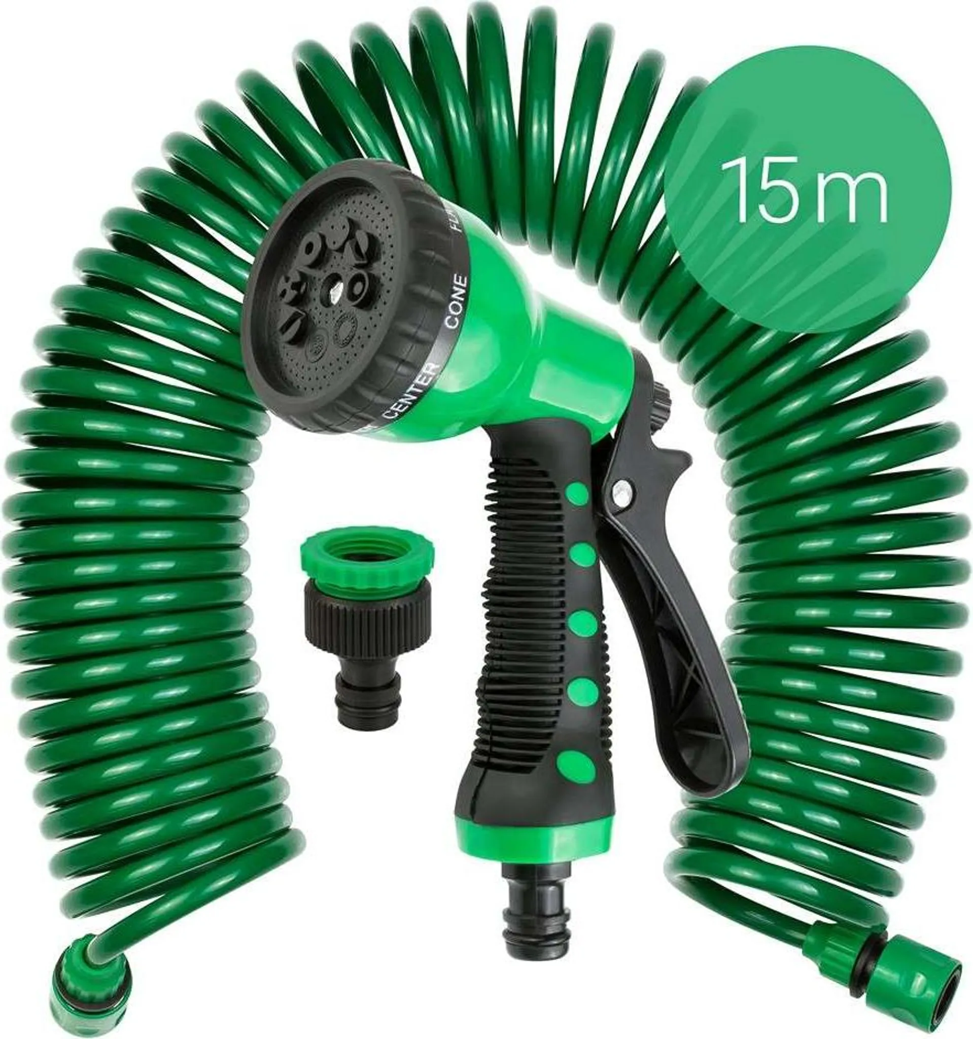 Spiral-gartenschlauch, Flexibel, 1/2 Zoll, Mit 8-funktions-düse, 15 Meter
