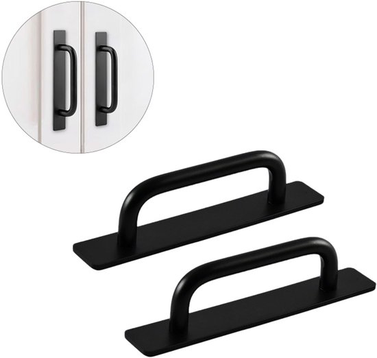 2-teiliger Selbstklebender Türgriff Aus Aluminiumlegierung, Kein Bohren Erforderlich, Für Fenster, Schubladen, Schränke, Schiebetüren – 15 X 2,5 X 3,6 Cm – Schwarz