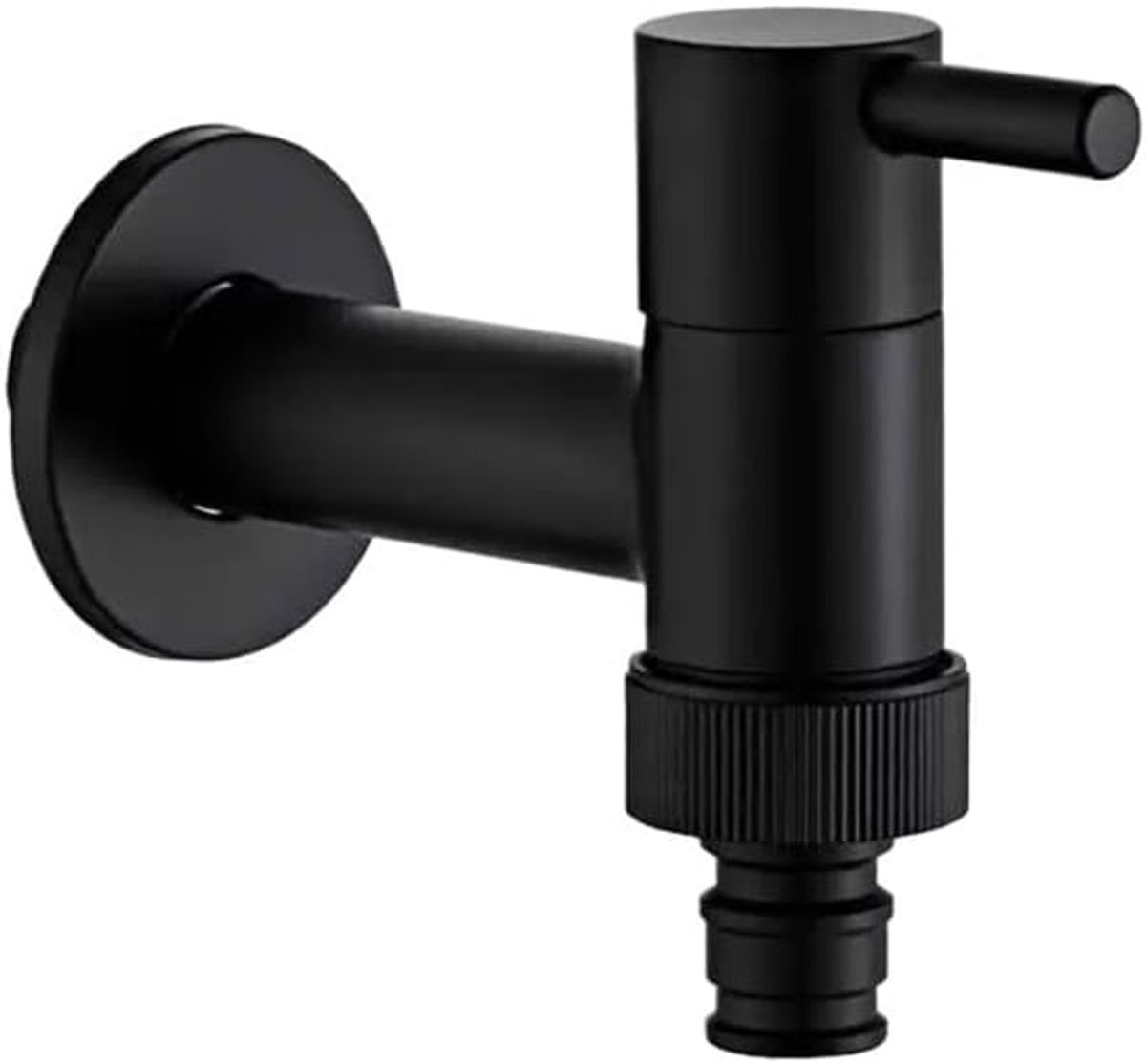 Wandmontierter Wasserhahn Aus Massivem, Schwarzem Messing Für Waschmaschine, Mopp, Pool Und Garten