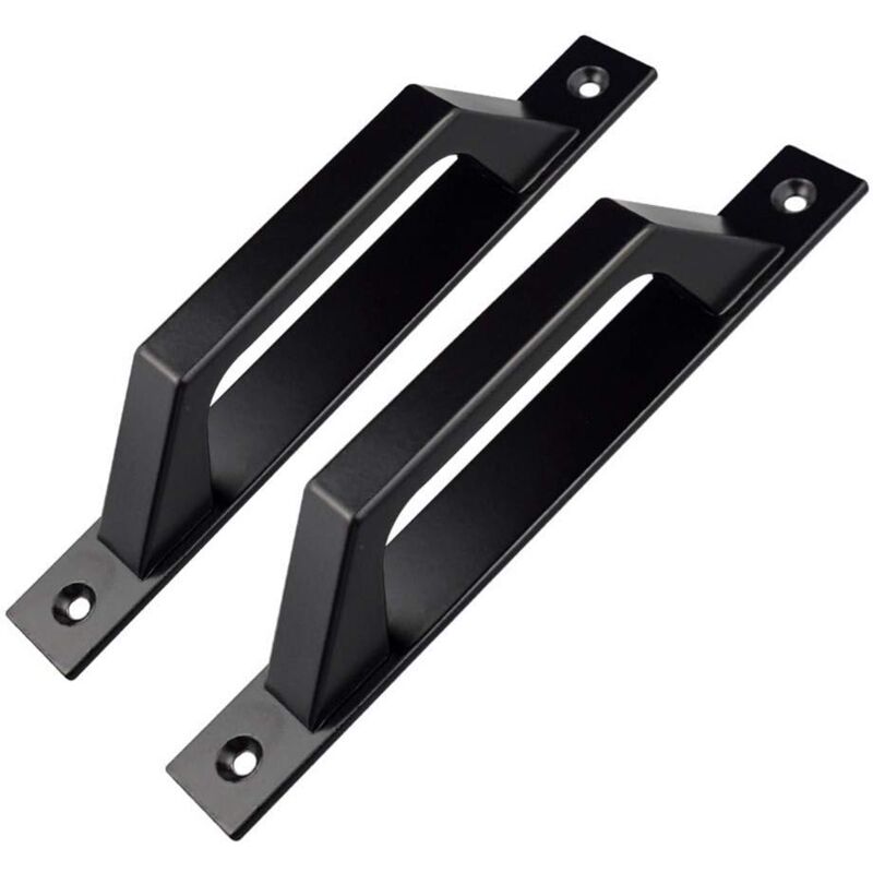 Zwei D-förmige Türgriffe Für Hölzerne Gartentore, 200 Mm, Schwarz.