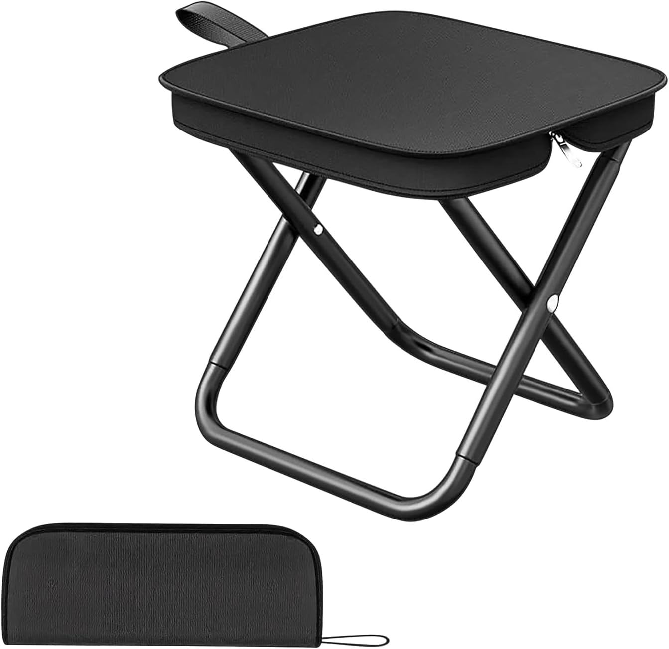 Klapphocker, Leichte Camping-aufbewahrungstasche, Faltbarer Liegestuhl, Tragbar, Ausziehbar, Schwarz