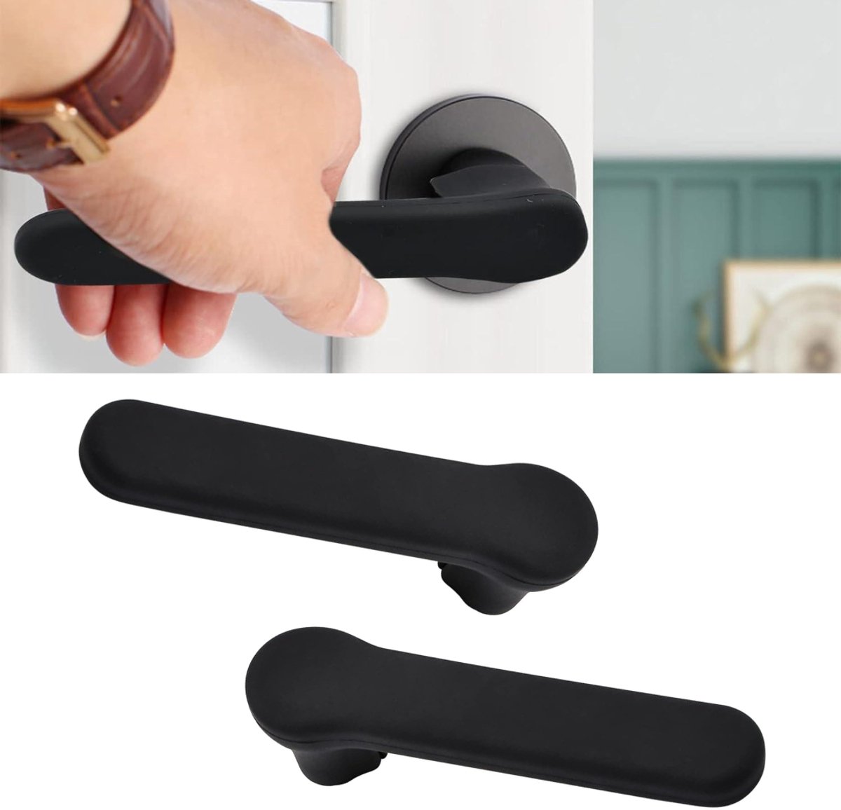 Teile - Türgriffabdeckung, Antistatische Sicherheits-türgriffabdeckung, Geeignet Für Flache Quadratische Türpfosten 15 X 4,5 Cm (schwarz)