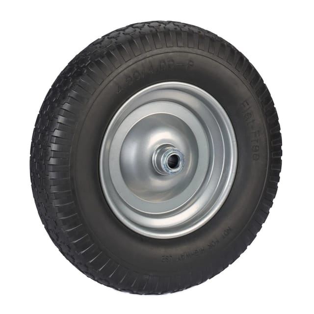 Relaxdays - Schubkarrenrad 4.00-8, Vollgummi, Stahlfelge, Ersatzrad Schubkarre, pannensicher, Traglast 100kg, schwarz/grau
