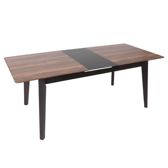 Neuwertig] Esszimmertisch HHG 668, Esstisch, Massiv-Holz Laminat Melamin 160-200x90cm, ausziehbar Sheesham Holz-Optik, dunkle Beine