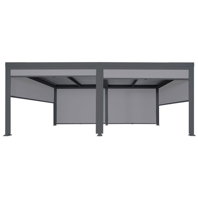[NEUWERTIG] Alu Pergola HHG-787 mit 6x Seitenwand, Lamellen-Pavillon, stabiles 8cm-Metall-Gestell 3x6m anthrazit