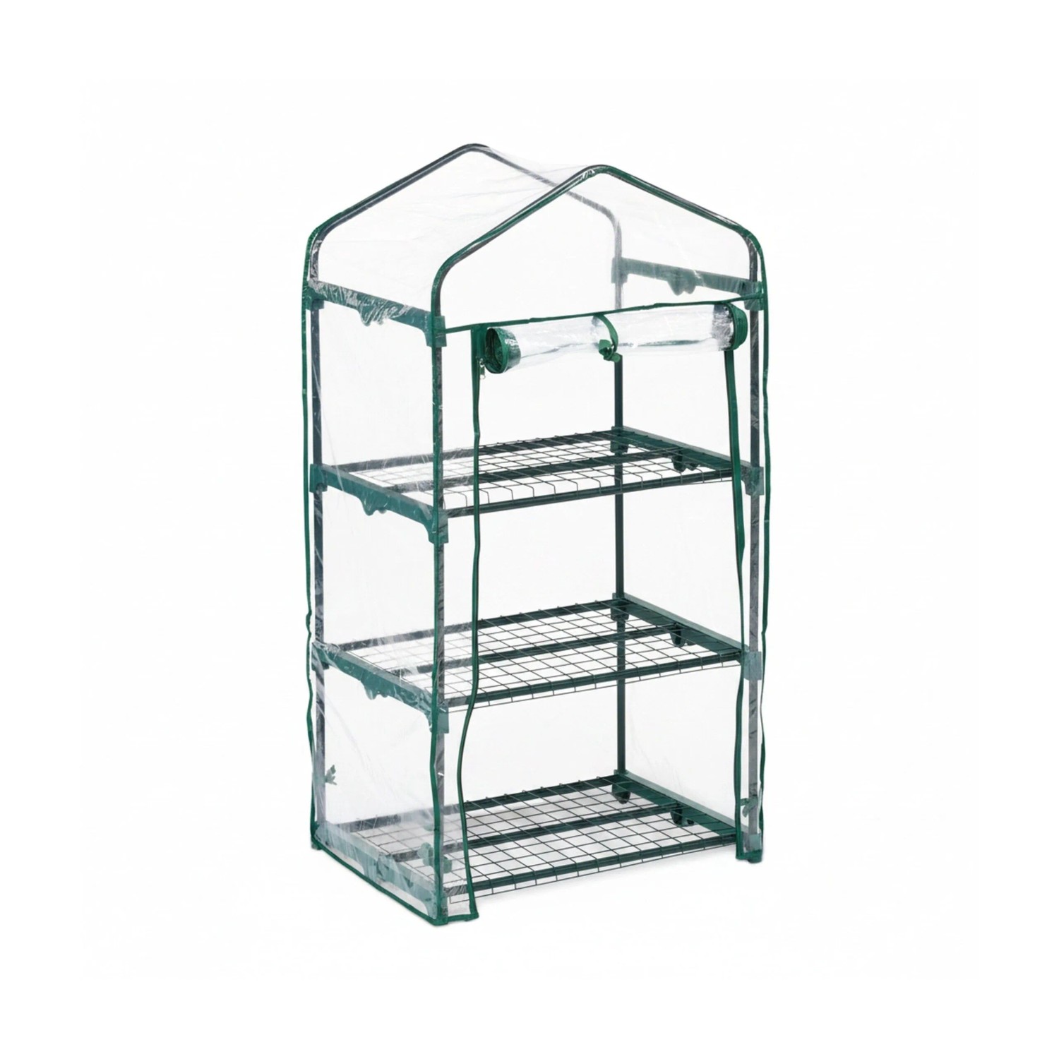 Relaxdays Balkon Gewächshaus, PVC-Folie, Stahl, HxBxT: 122 x 64 x 45 cm, Foliengewächshaus 3 Etagen, grün/transparent