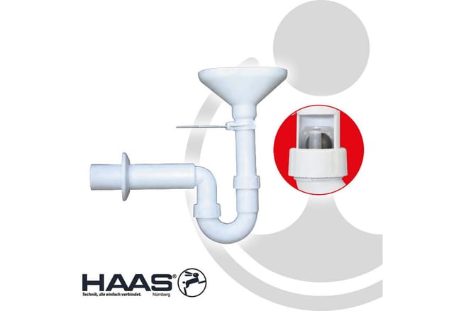 Haas - PP-Trichter Kugelverschlußsiphon dn 50, weiss