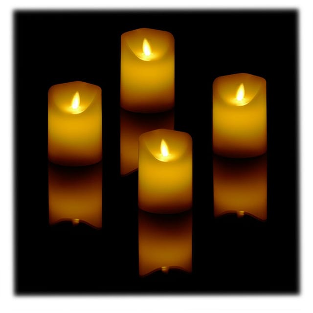 Relaxdays - led Kerzen, 4er Set, Timer & bewegliche Flamme, HxD: 10 x 7,5 cm, flammenlose Kerzenlichter, elektrisch, creme