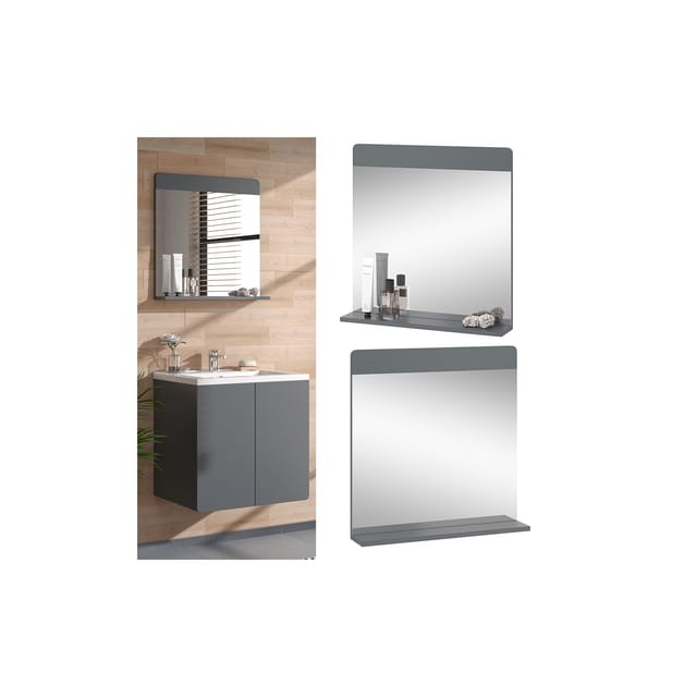 Badezimmerspiegel Izan, Grau, 60 x 62 cm Vicco
