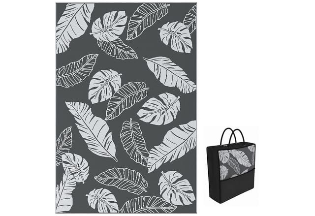 Outsunny Outdoor-Teppich, Campingteppich mit Doppelseitigem Design, Wetterfester Kunststoffteppich für Balkon, Terrasse, Grau+Weiß, 182 x 274 cm
