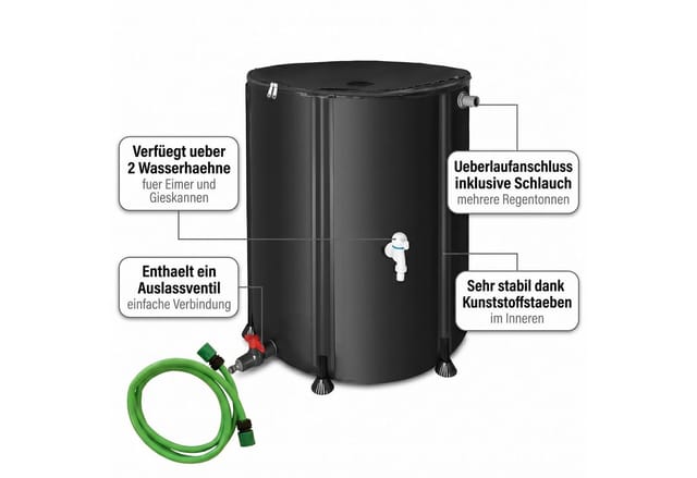 Regentonne 380L faltbar Regenwassertonne Regenfass Wassertank Regenwassertank Gartenbewässerung