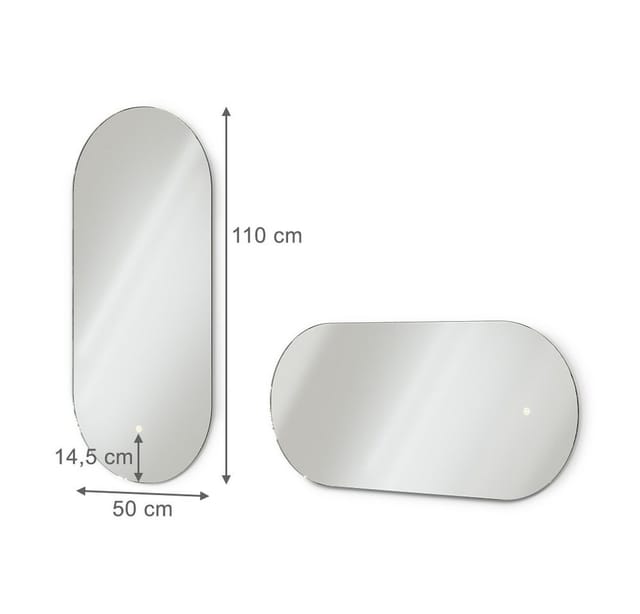 Badezimmerspiegel , Weiß, 110 x 50 cm mit LED Beleuchtung, Vicco