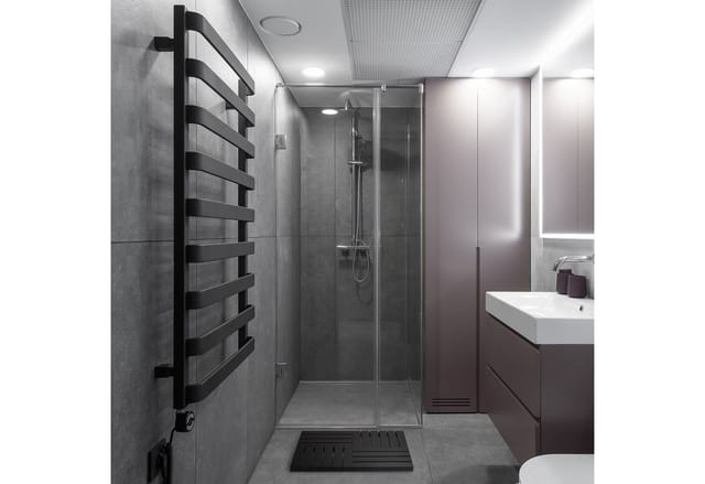 Relaxdays - Bambus Badematte, 61 x 40 cm, rutschfeste Duschmatte für Badewanne, Dusche, Sauna, indoor & outdoor, schwarz